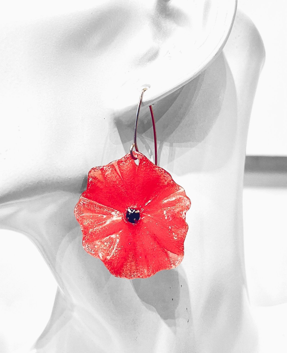 Boucles d&#39;oreilles Coquelicot rouge