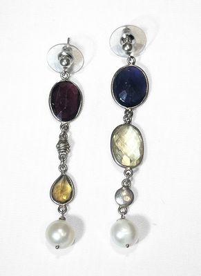 Boucles d&#39;oreilles pierres fines et perles de culture