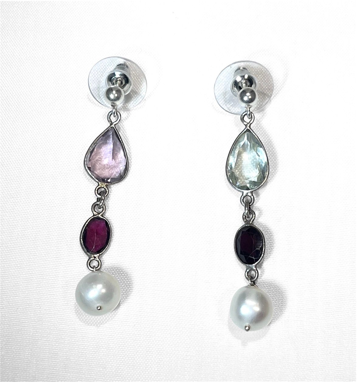 Boucles d&#39;oreilles pierres fines et perles de culture