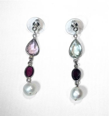 Boucles d&#39;oreilles pierres fines et perles de culture