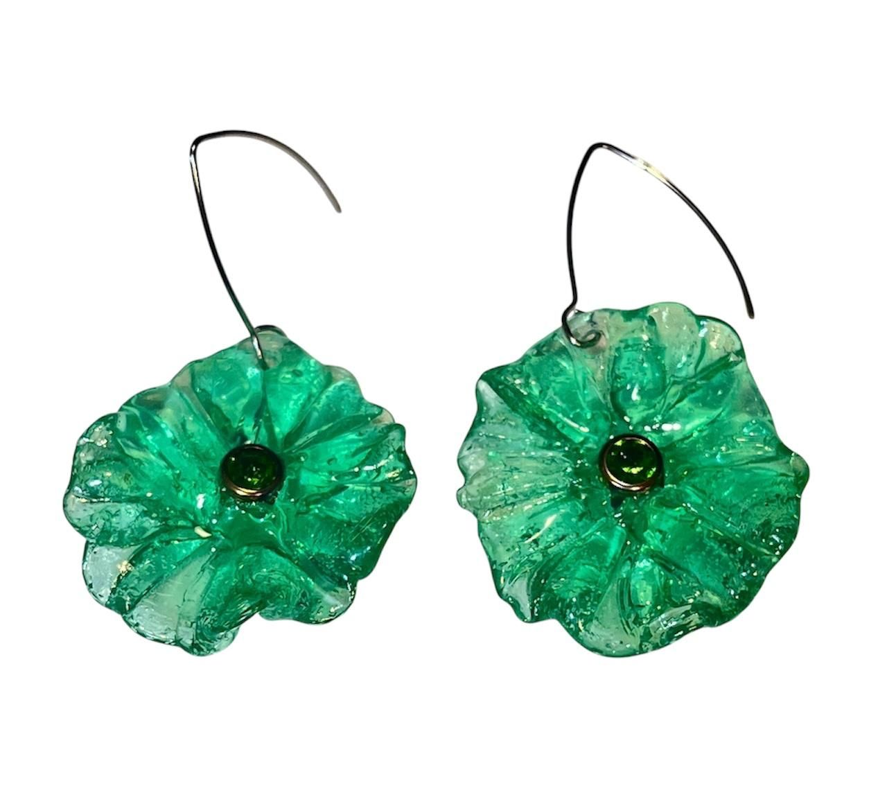 Boucles d&#39;oreilles légères Coquelicot vert
