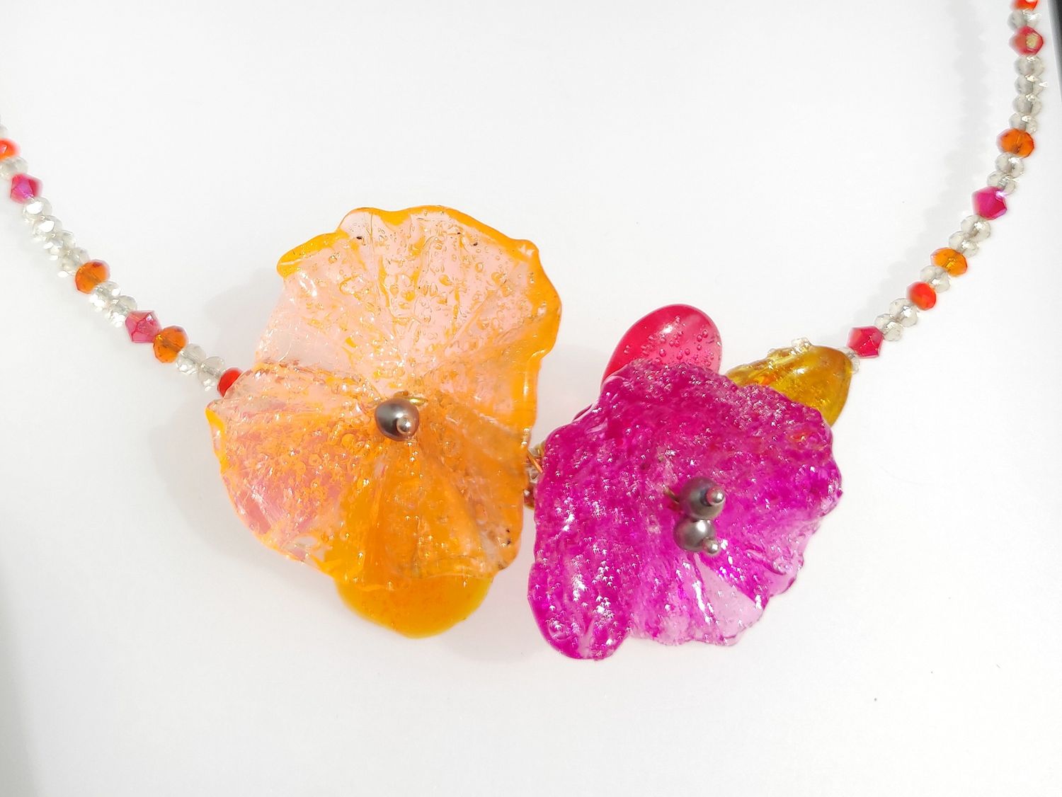 Collier Fleur Choker Corail