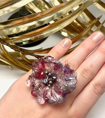 Bague Réglable Coquelicot Fuchsia