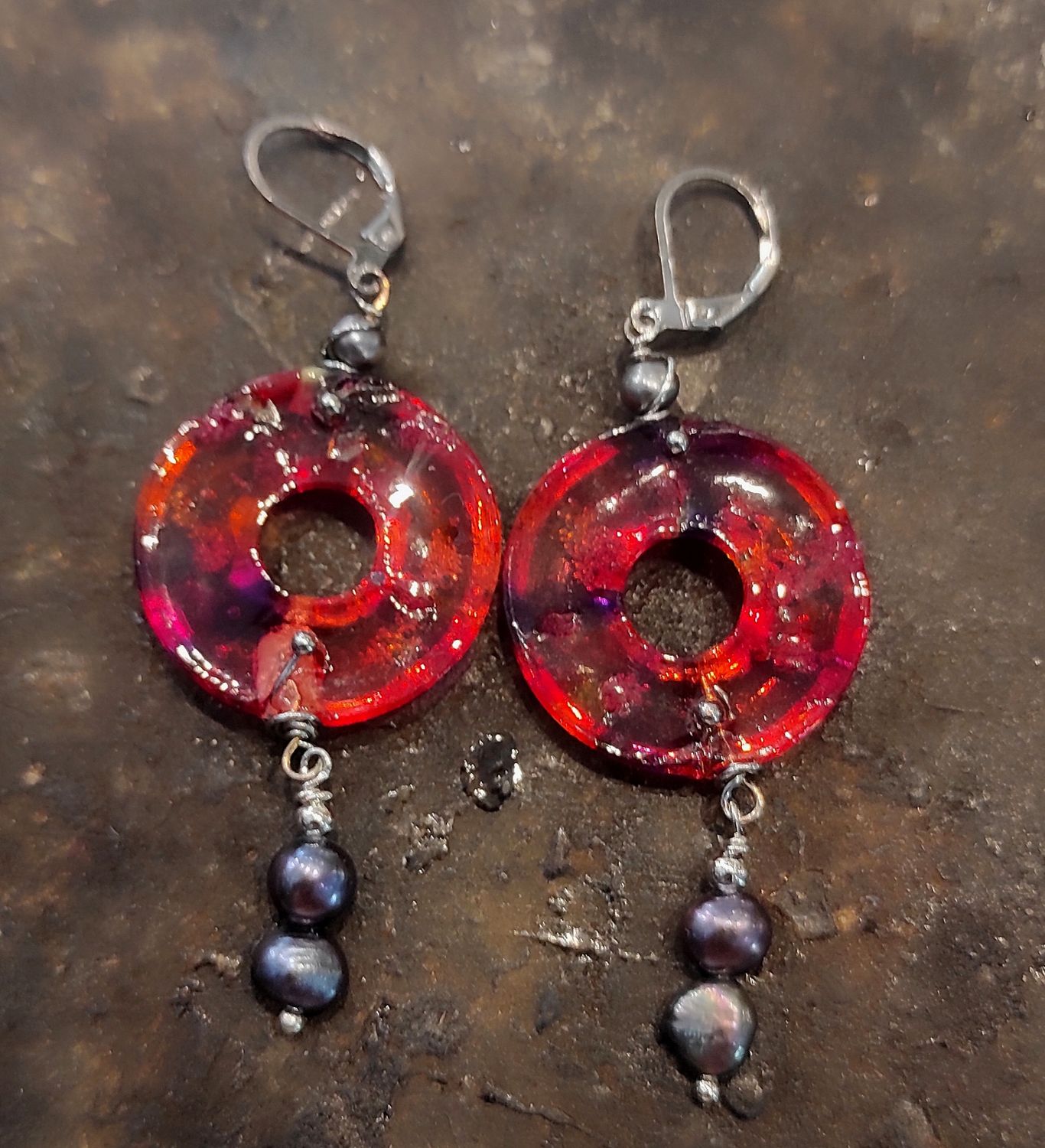 Boucles d&#39;oreilles gypsy rouges