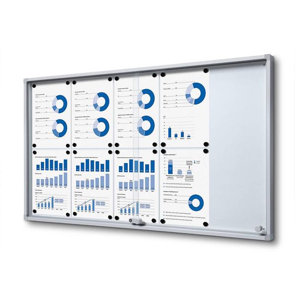 BACHECA SLIM CON ANGOLI DI SICUREZZA E ANTA SCORREVOLE DA INTERNO | magnetica