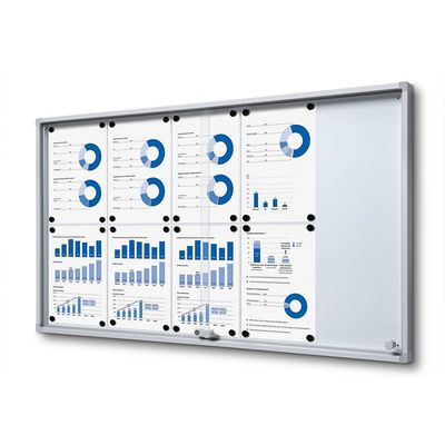 BACHECA SLIM CON ANGOLI DI SICUREZZA E ANTA SCORREVOLE DA INTERNO | magnetica