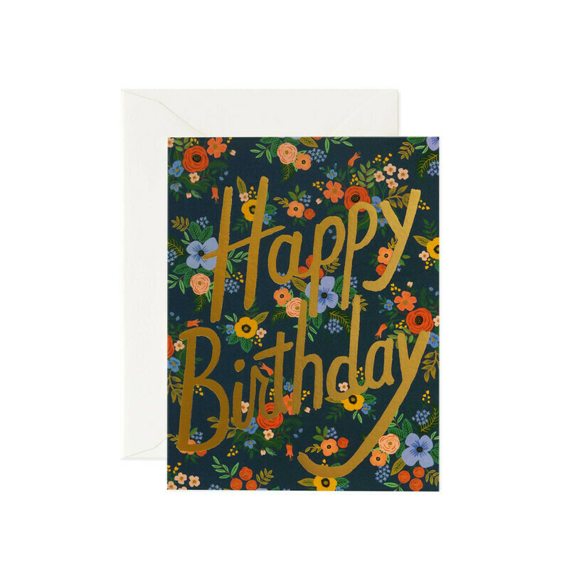 Happy Birthday Card - Foil Flowers