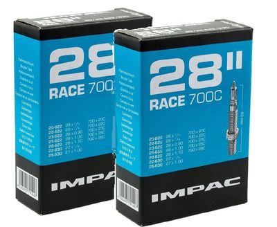 IMPAC 700c x 20-28c Race Inner Tubes SV28 60mm PRESTA  twin pack