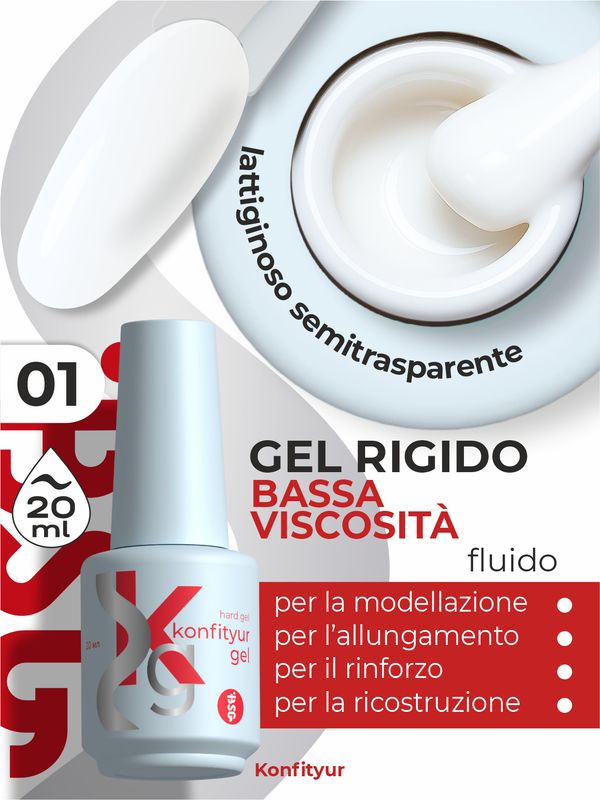 BSG Hard gel  #01 Milky (soft, translucent color) (20 ml)