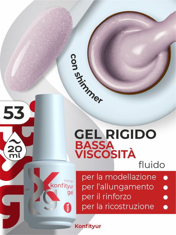 BSG Hard gel  #53  - Mountbatten pink with shimmer (dense) (20 ml)