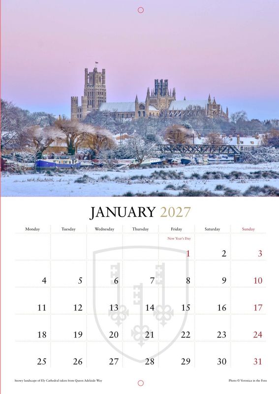 2027 Ely Cathedral Calendar A3