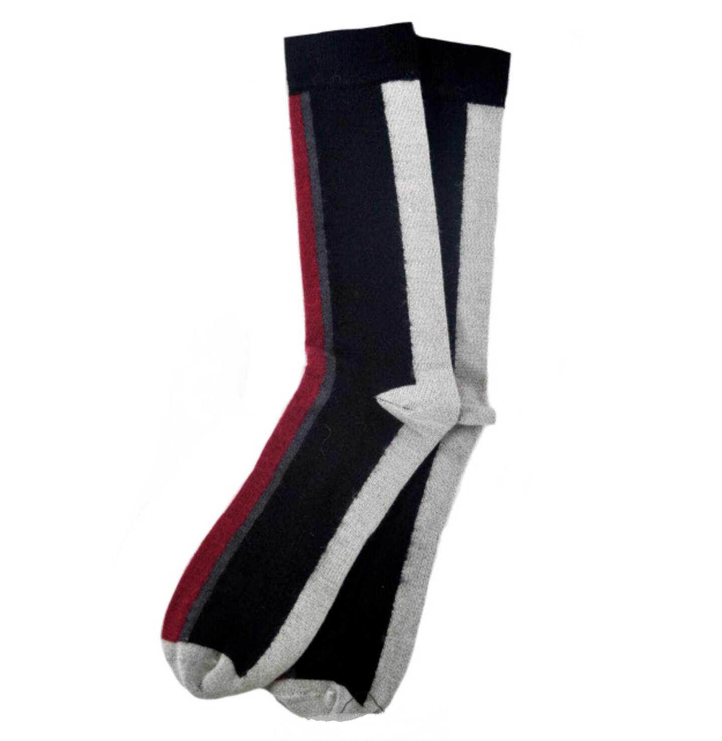 Premium Royal - Silk Striped Dress Socks, Size:: Small, Color: Black-Cardinal