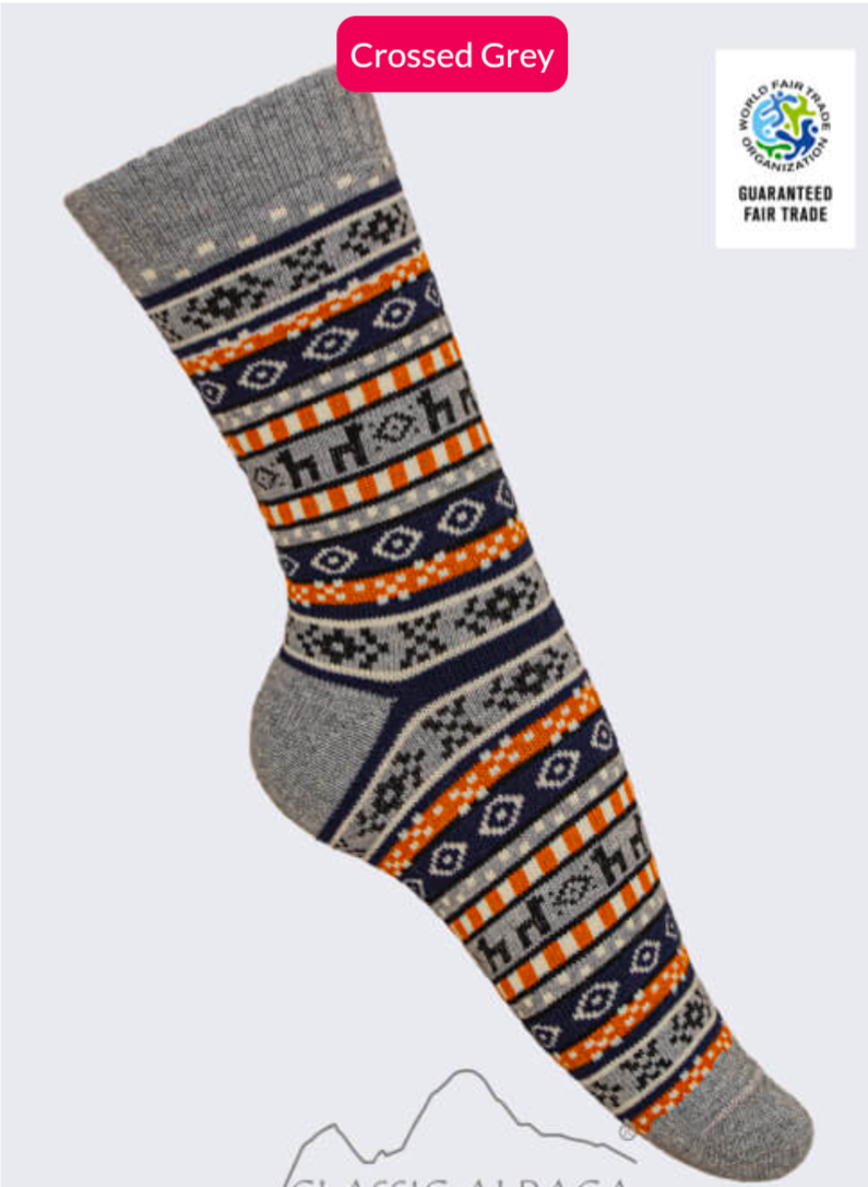Alpaca Colorful Print Unisex Socks, Size: S/M, Color: Crossed Grey