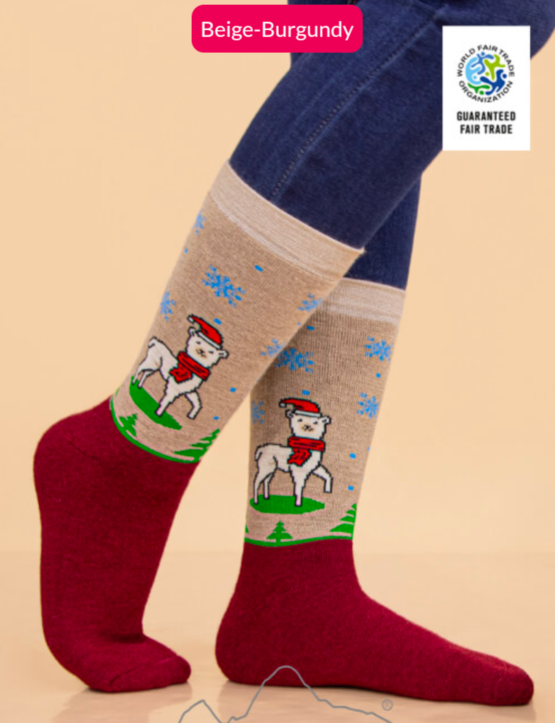 Premium Alpaca Christmas Print Socks