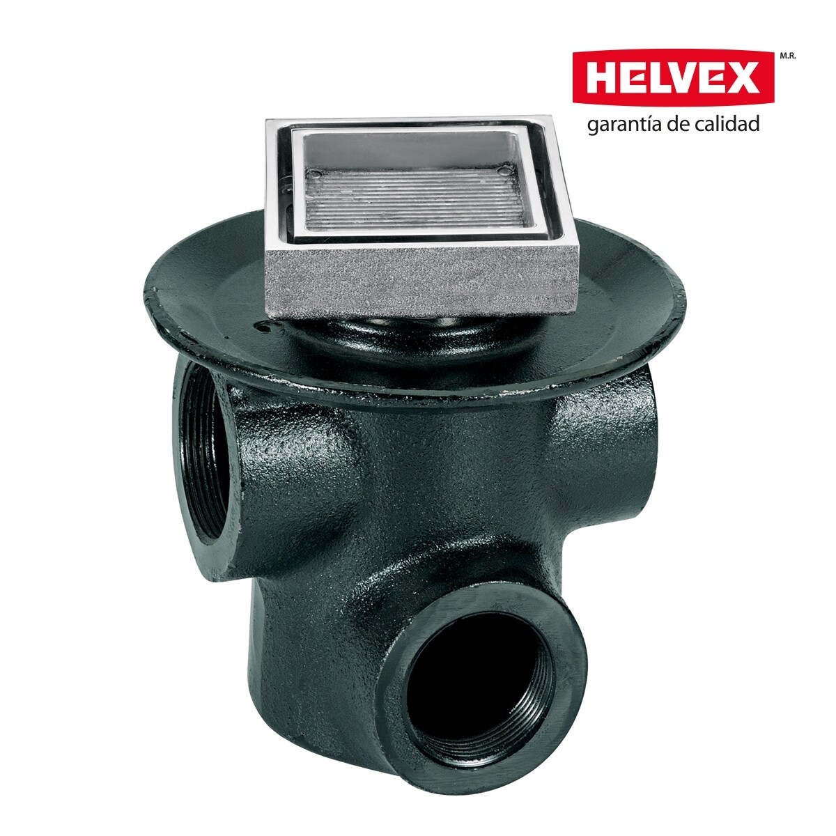 COLADERA DE TRES BOCAS DESAGUE DE CONTORNO CUADRADA PARA INSERTO CERAMICO MAXIMO DE 10 mm MOD. 25-CHLI