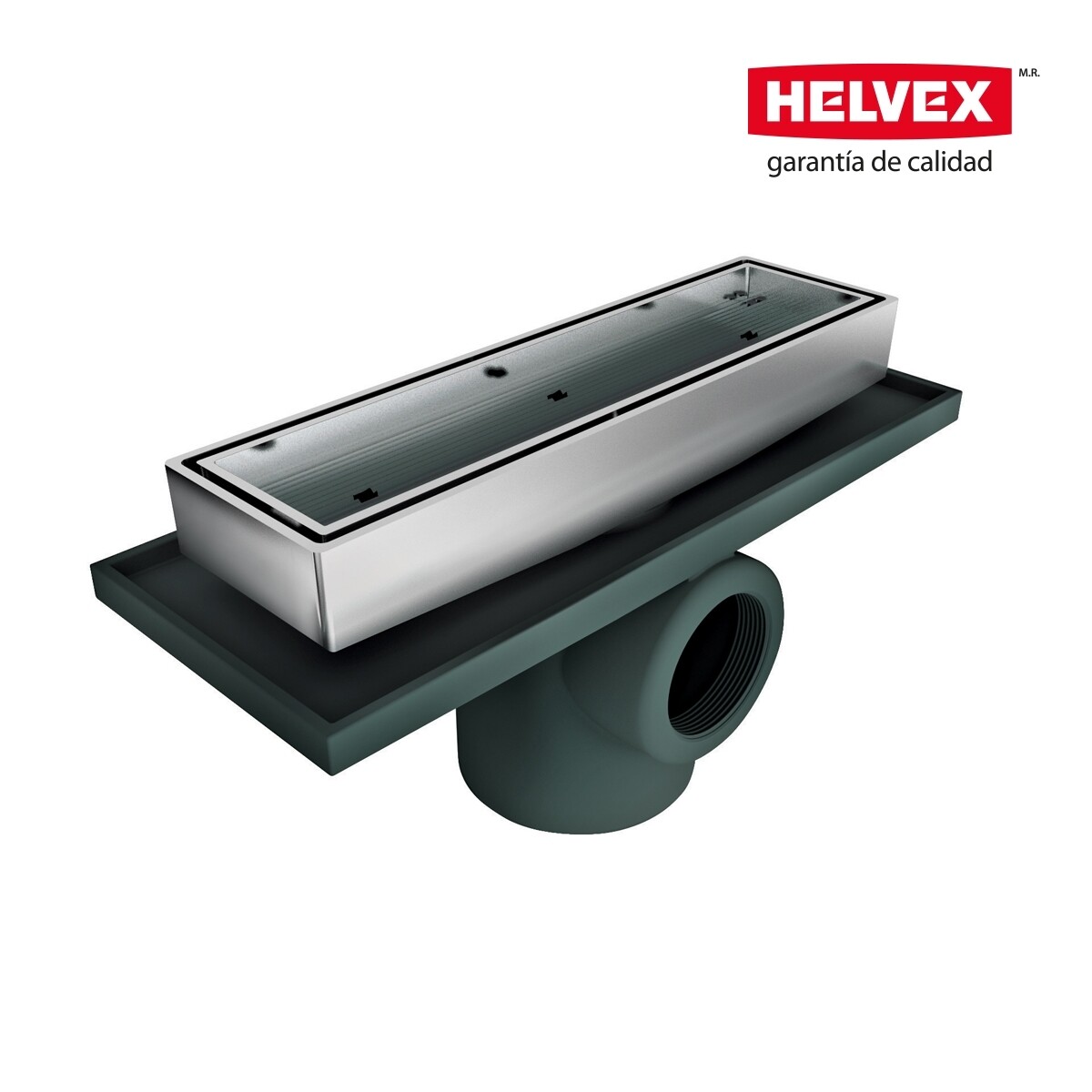 COLADERA DE UNA BOCA DESAGUE DE CONTORNO RECTANGULAR PARA INSERTO CERAMICO MAXIMO DE 10 mm mod. 24-RHLI