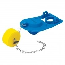 Sapo para WC, silicona azul ajustable, cadena inoxidable, 2" MOD. 49362