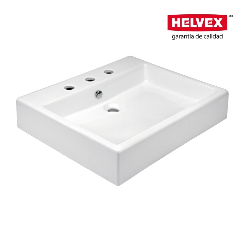 LAVABO LUCERNA 3 PERFORACION DE SOBREPONER CON REBOSADERO ACABADO  MOD. LV LUCERNA3