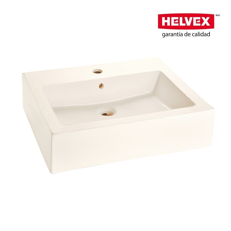 LAVABO FUTURA 1 PERFORACION DE SOBREPONER C/REBOSADERO ACBADO MARFIL MOD. LV FUTURA1-M