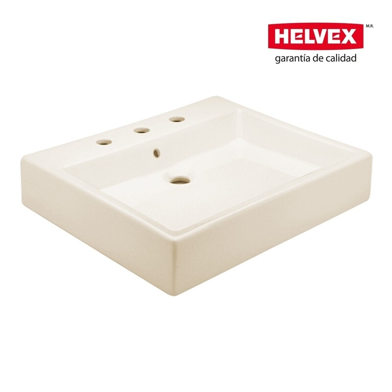 LAVABO LUCERNA 3 PERFORACIONES DE SOBREPONER CON REBOSADERO ACABADO MARFIL MOD. LV LUCERNA3 M