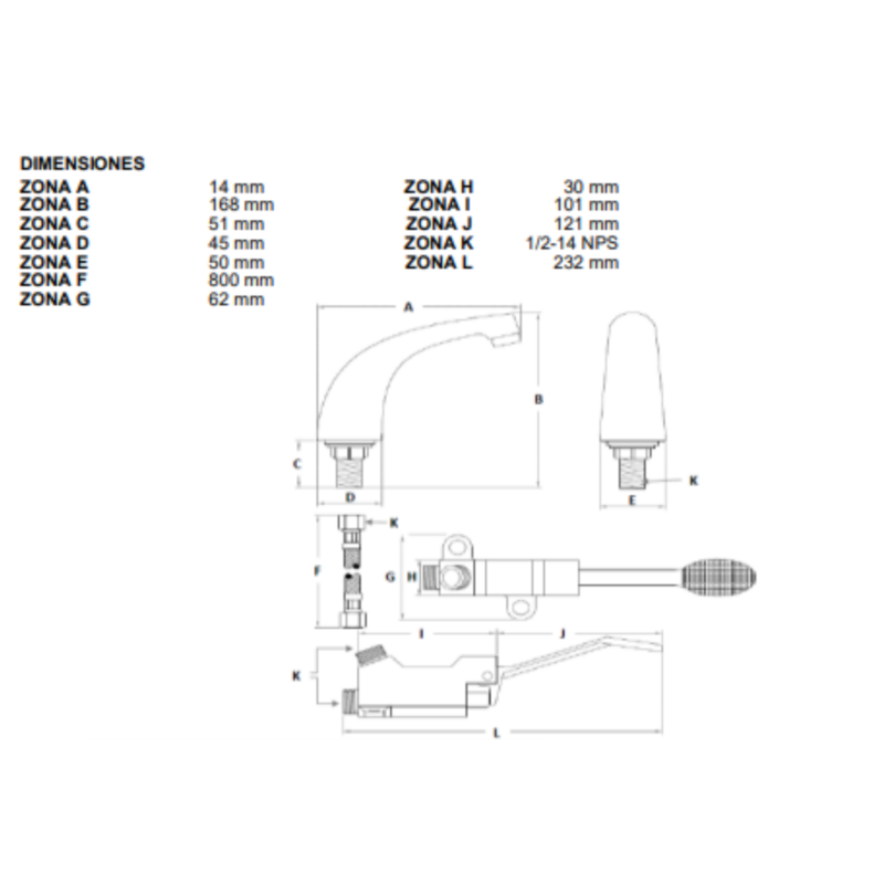 Llave de pedal para lavabo MOD. 25.2542.21 Llave de pedal para lavabo MOD. 25.2542.21