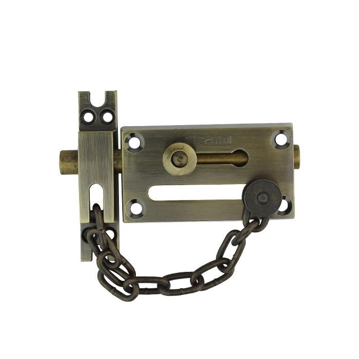 Pasador de latón antiguo con cadena para puerta 8228 Pasador de latón antiguo con cadena para puerta 8228