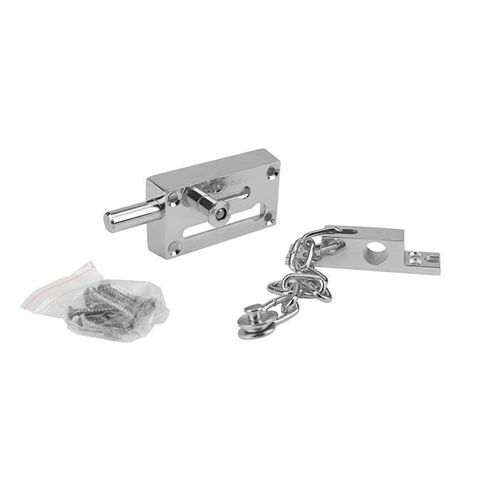 Pasador cromo mate con cadena para puerta 8229 Pasador cromo mate con cadena para puerta 8229