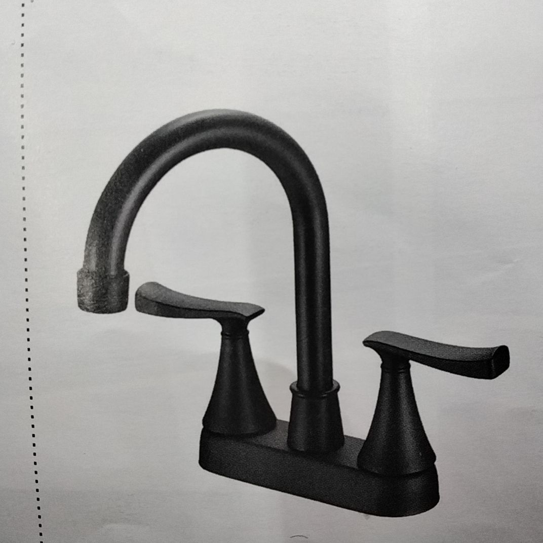 Mezcladora bimando para lavabo cuello alto negro 24-NP