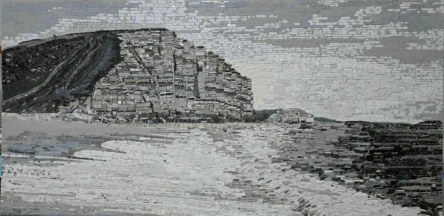 Cliffs at Burton Bradstock mosaic art print (medium)
