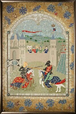 Jousting mosaic art print (with frame)