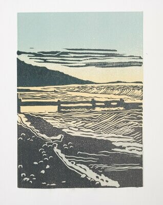 Totland Bay lino print