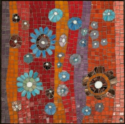 1960s fabric mosaic card