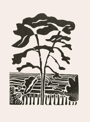 Marion's Tree lino print (black)
