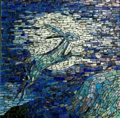 Moonlit leaping hare mosaic card