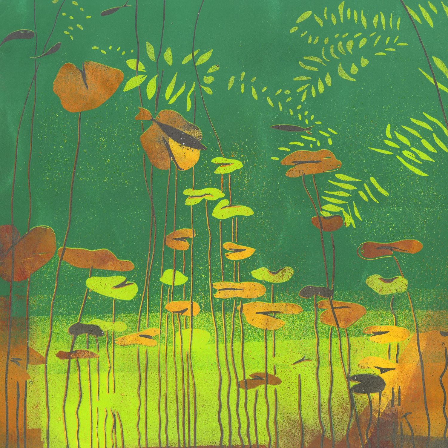 Waterlilies I - green card