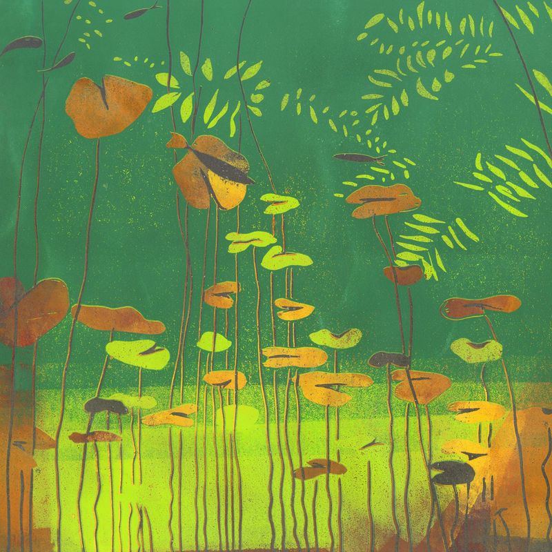 Waterlilies I - green card
