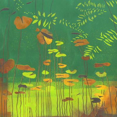 Waterlilies I - green card