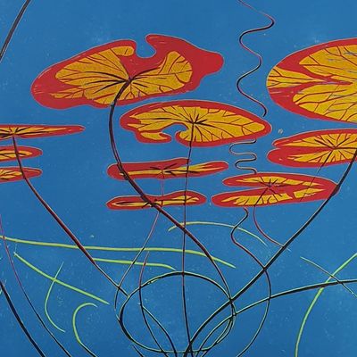 Waterlilies III - blue card