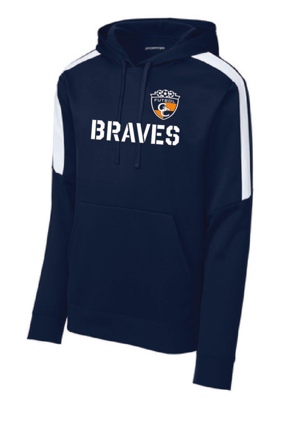 SPORT TEK FLEECE PULLOVER  NAVY/WHITE HOODIE