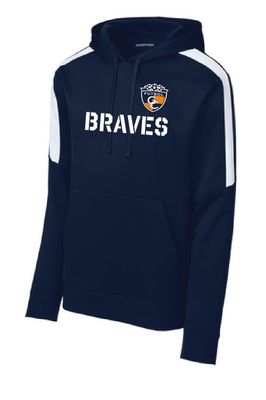 SPORT TEK FLEECE PULLOVER  NAVY/WHITE HOODIE