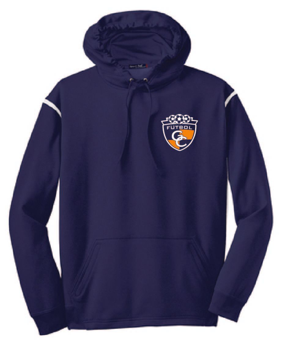 SPORT TEK FLEECE COLORBLOCK NAVY/WHITE HOODED SWEATSHIRT