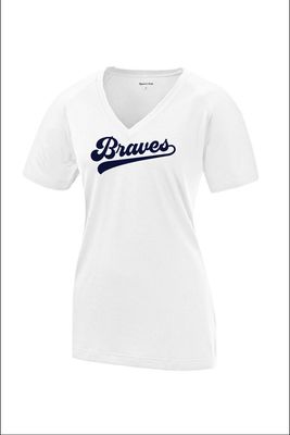 WOMENS WHITE PERFORMANCE SHORT SLEEVE VNECK