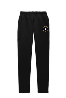 UNISEX BLACK OPEN BOTTOM SWEATPANTS