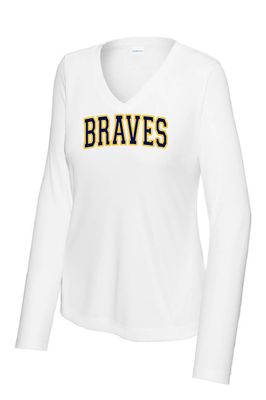 WOMEN&#39;S WHITE V-NECK LONG SLEEVE