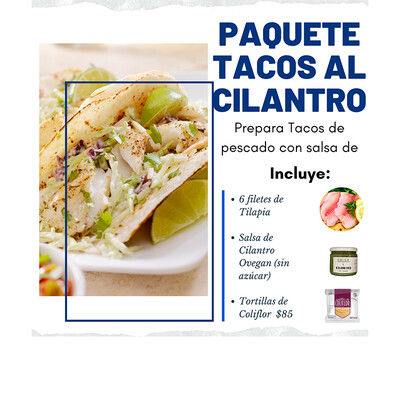 Paquete Tacos de pescado con salsa de Cilantro