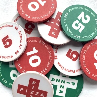 Without papers Pizza $80 Gift Certificate Set Without papers Pizza $80 Gift Certificate Set
