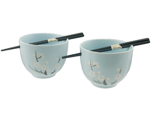 2PC BOWL SET W/CHPS SAKURA BLE