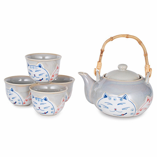 1:4 TEA SET W/STRN &amp; BB HNDL CAT BL