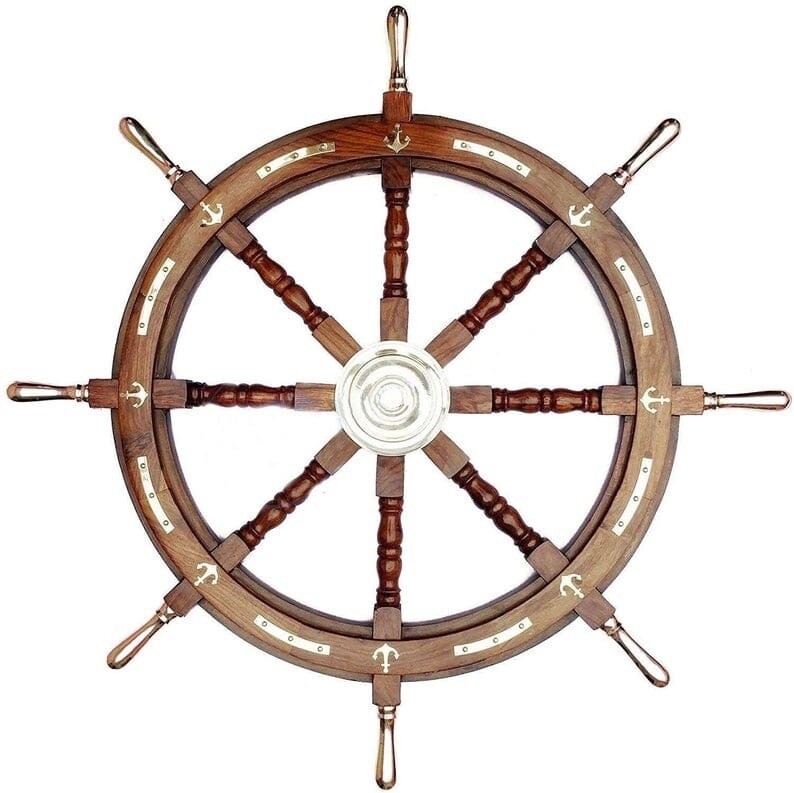 Ship Wheel With Golden Handles