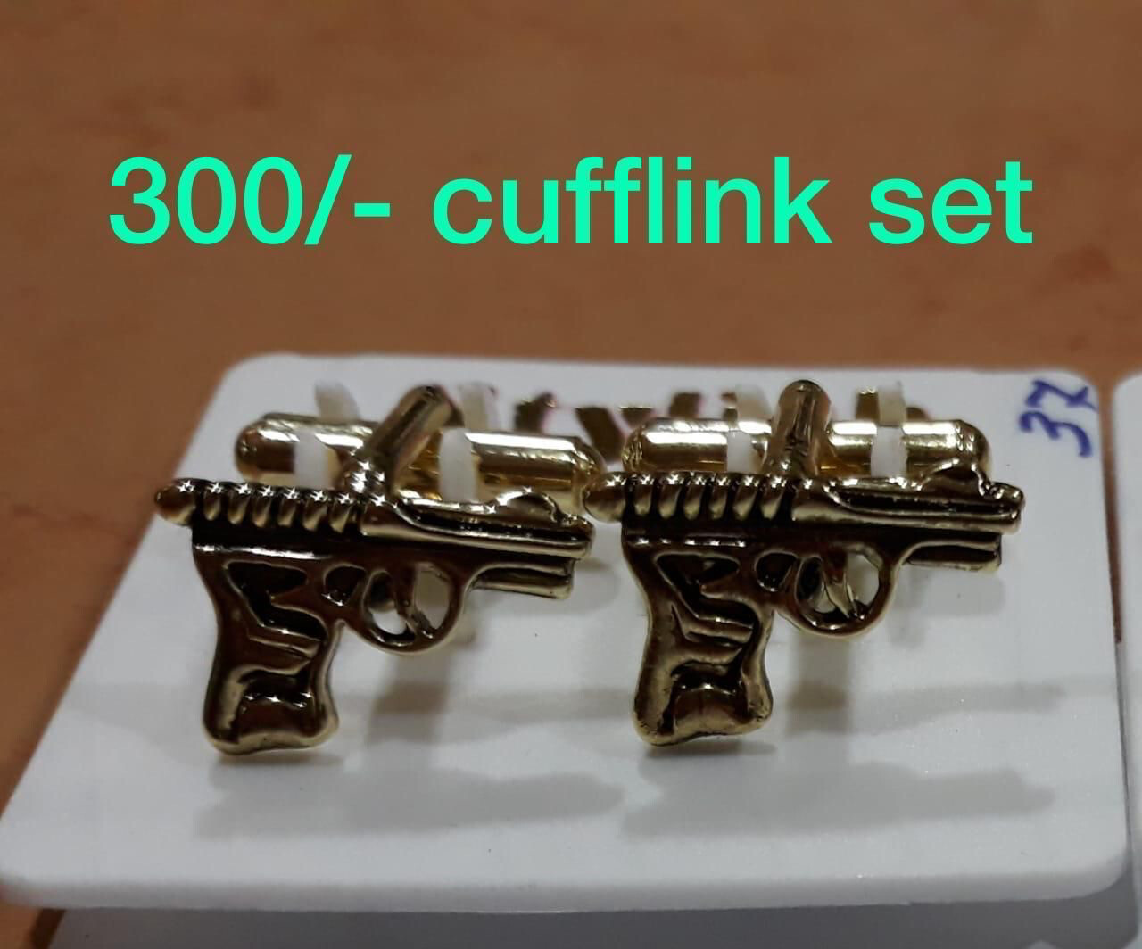 Pistol Cufflink Set Golden Finish